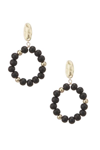 Wood Bead Round Earrings