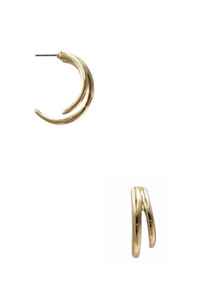 Double Cut Open Curve Earring