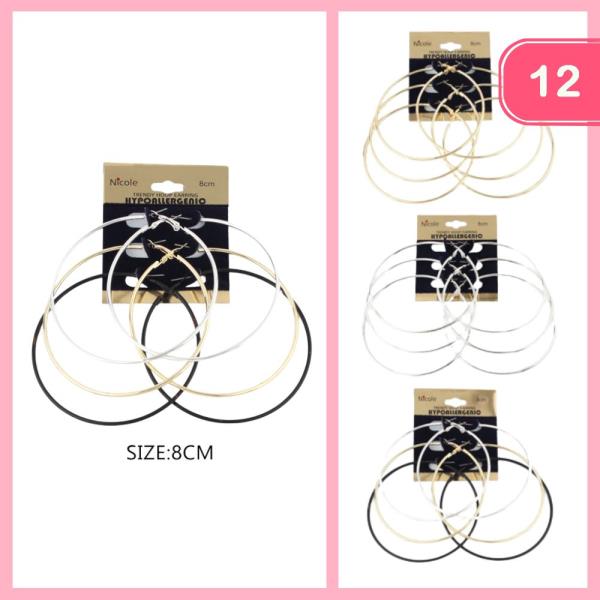 Mixed Hoop Earrings (12 Units)