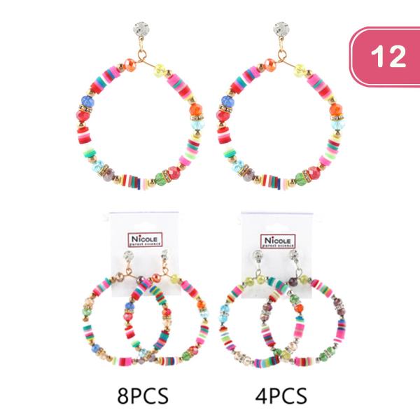 Rubber Disc Round Dangle Earring (12 Units)