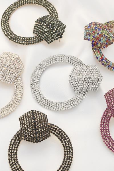 Oversize Round Crystal Earring