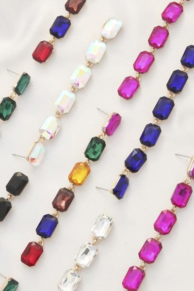 EMERALD SHAPE CRYSTAL DANGLE EARRING