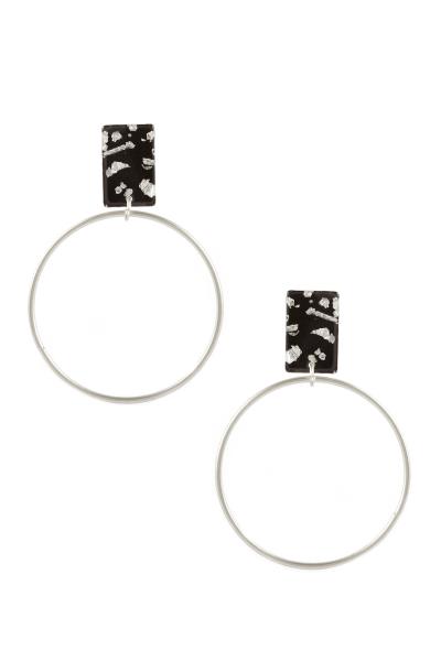 Acetate Metal Flake Geometric Post Round Earring