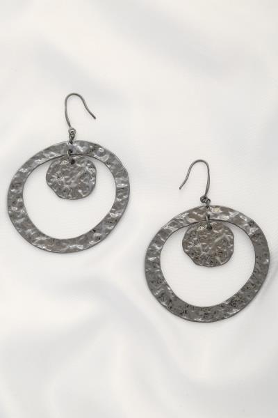 Hammered Metal Round Dangle Earring