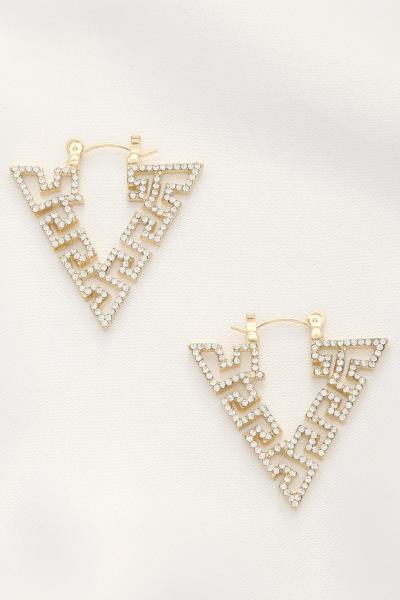 Greek Pattern Rhinestone Triangle Earring
