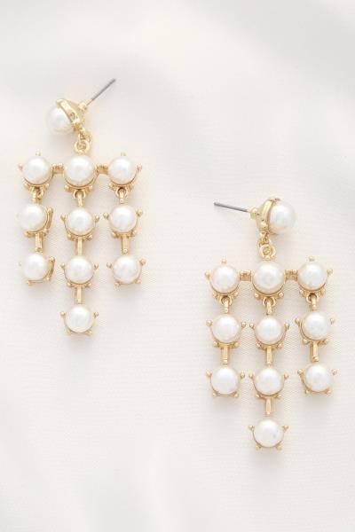 Pearl Bead Metal Dangle Earring