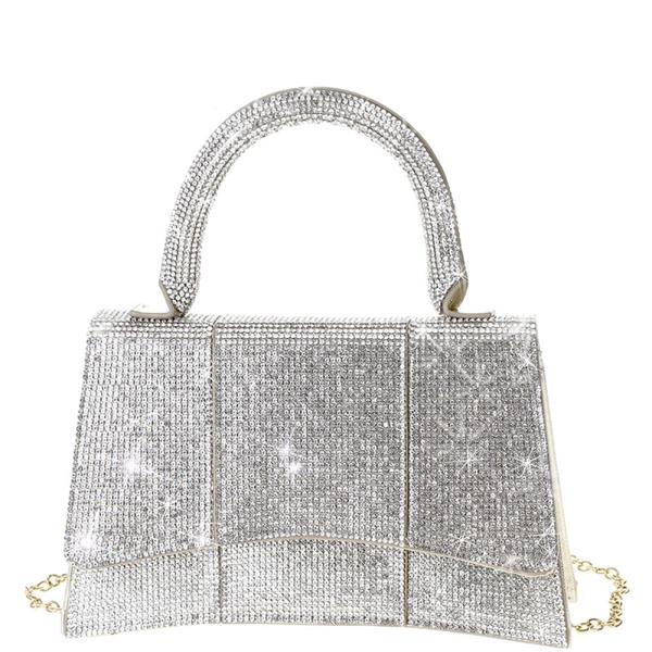 Curve Rhinestone Handle Bag