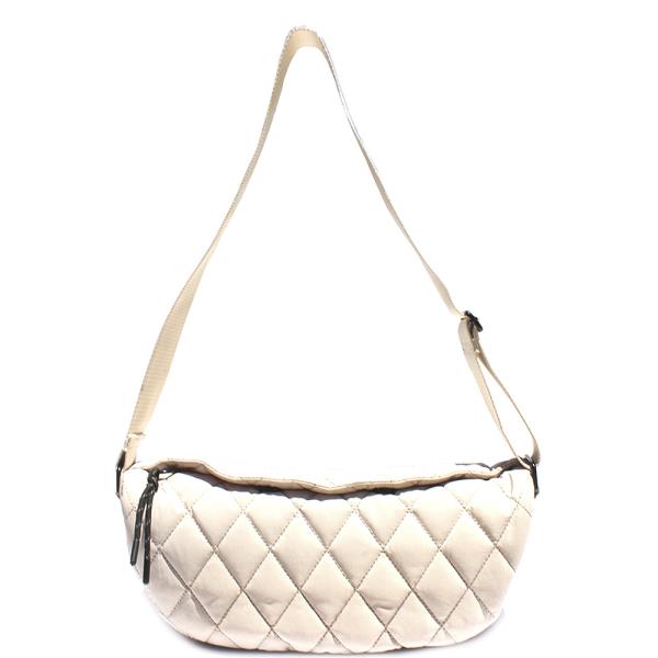 QUILTED CUSHION ZIPPER CROSSBODY BAG