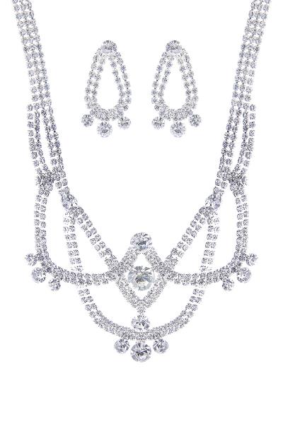 Rhinestone Chandelier Necklace and Earring Set