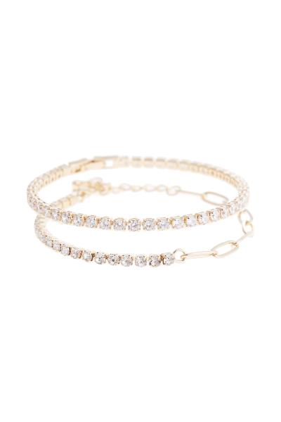 Rhinestone Crystal Tennis Chain Double Bracelet