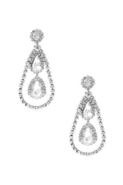 Rhinestone Crystal Full Inner Teardrop Post Earring