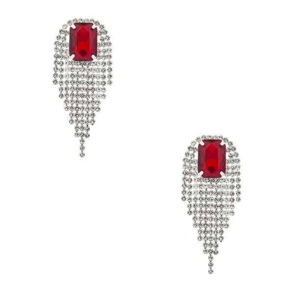 Rhinestone Square Tassel Earring