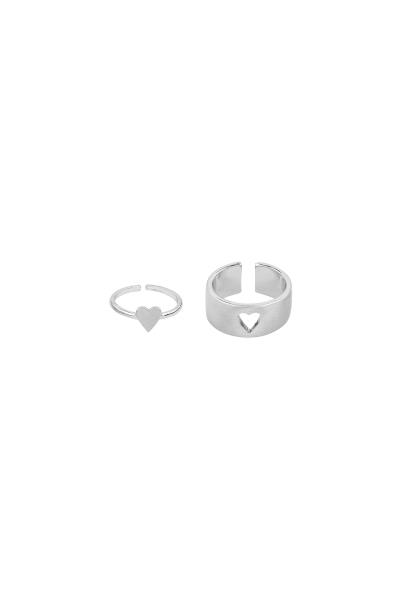 HEART METAL 2-SET OPEN-BACK RING