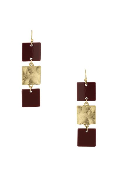 Acetate Metal Square Earrings