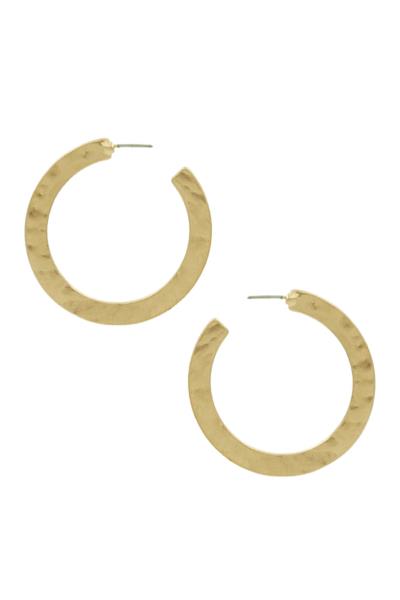 Hammered Flat Metal Open Circle Earring