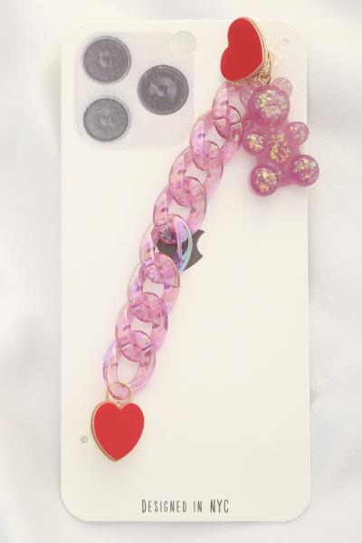 Teddy Bear Curb Link Cellphone Hand Holder