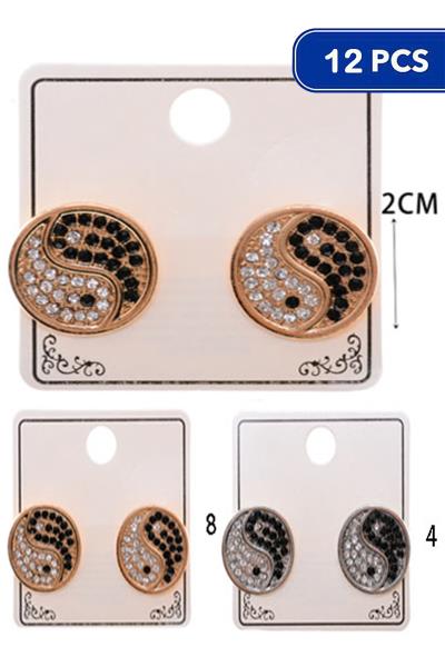 Rhinestone Yin Yang Stud Earring 12 Units