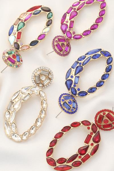 Marquise Rhinestone Oval Dangle Earring