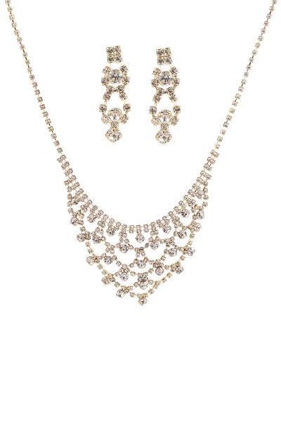 Rhinestone Lace Necklace and Earring Set