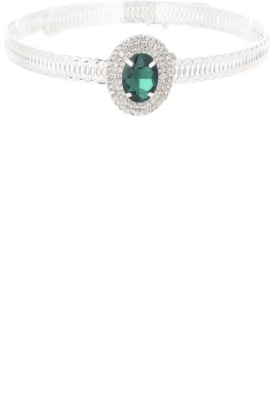 Rhinestone Oval Memory Wire Choker Necklace