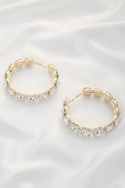 Round Crystal Hoop Earring