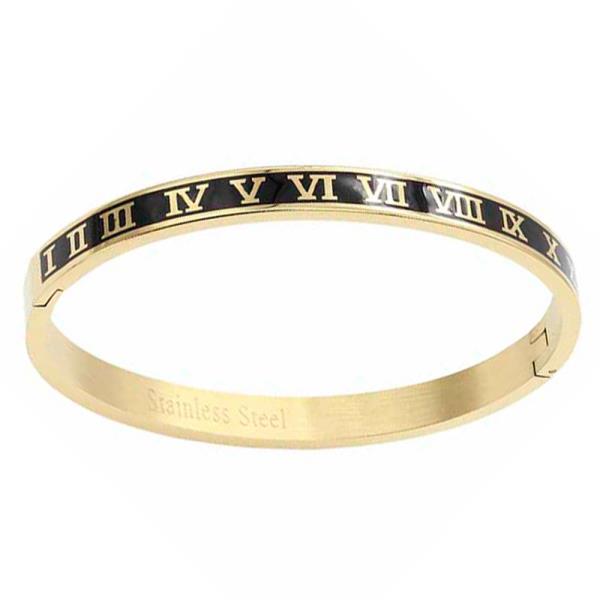 Roman Numeral Stainless Steel Bangle Bracelet