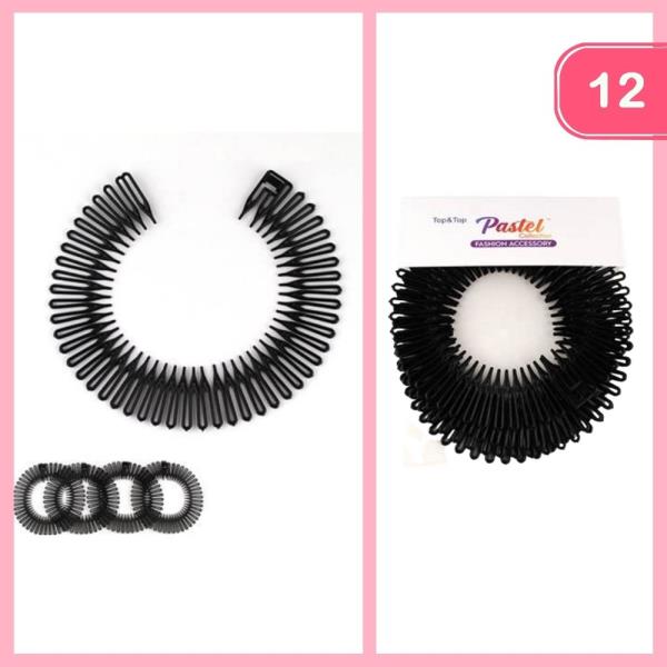 Circular Stretch Comb Hair Band Set (12 Units)