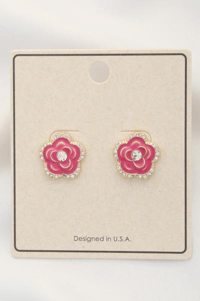 Flower Rhinestone Post Earring