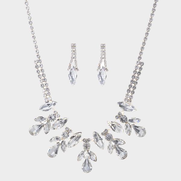 Rhinestone Wedding Party Necklace and Earring Set