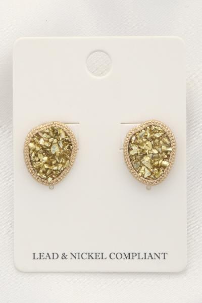 Beaded Oval Metal Earring