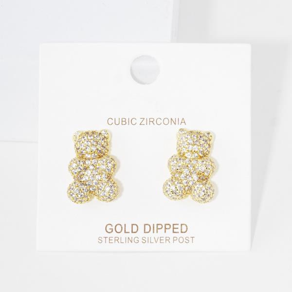 Rhinestone Teddy Bear Earring