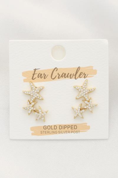 Triple Star Rhinestone Ear Crawler