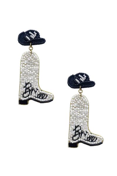 Seed Bead Western Style Boots Dangle Earring