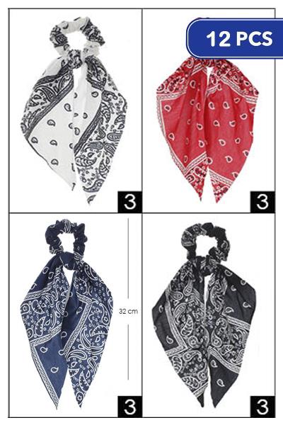 Paisley Hair Tie with Tassel (12 Units)
