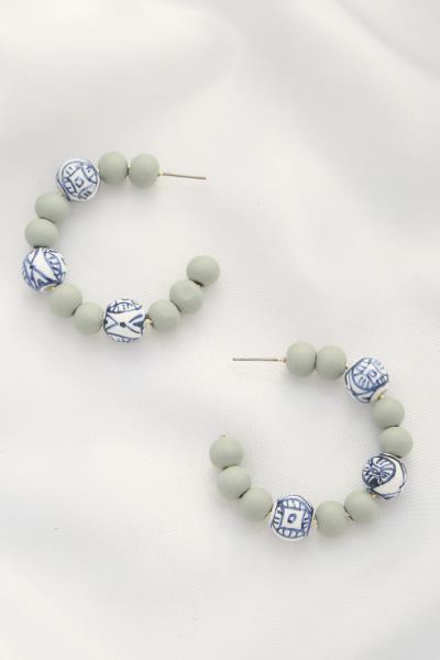 Beaded Open Hoop Earring