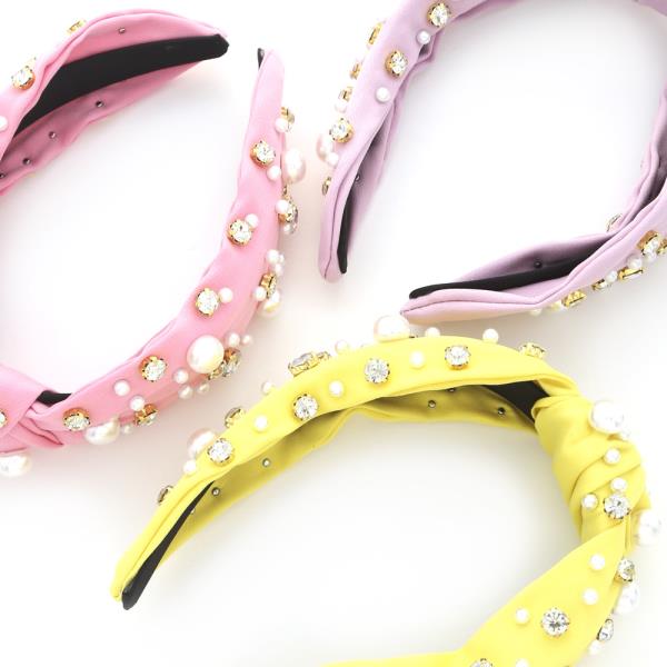 Pearl Rhinestone Knot Headband