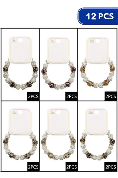Rhinestone Design Bead Bracelet 12 Units