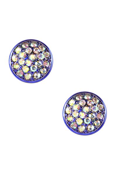 Rhinestone Aluminum Coating Post Round Earring