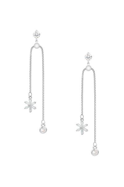 Crystal Zirconia Baguette Flower Slider Earring