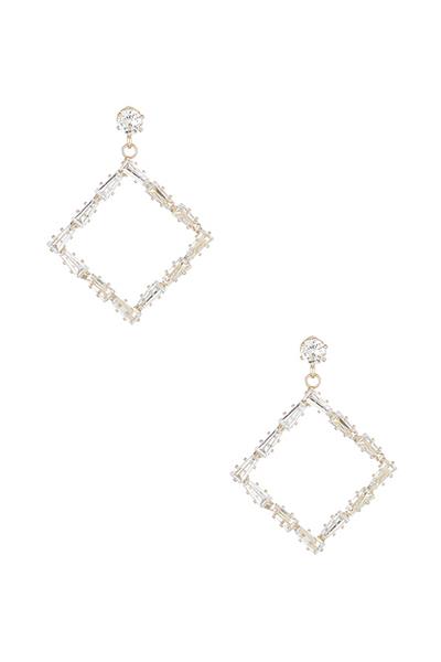 Cubic Zirconia Crystal Baguette Square Shape Earring