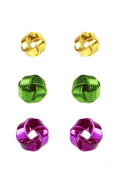 Mardi Gras Knot Earring Set