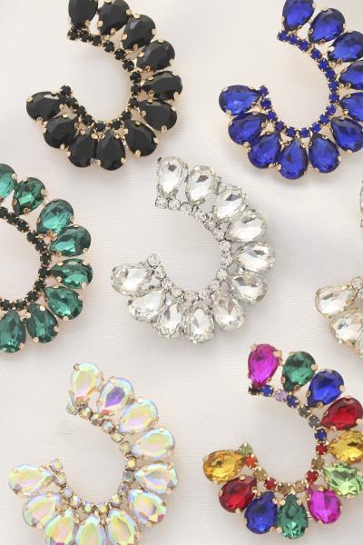 Teardrop Crystal Open Circle Earring