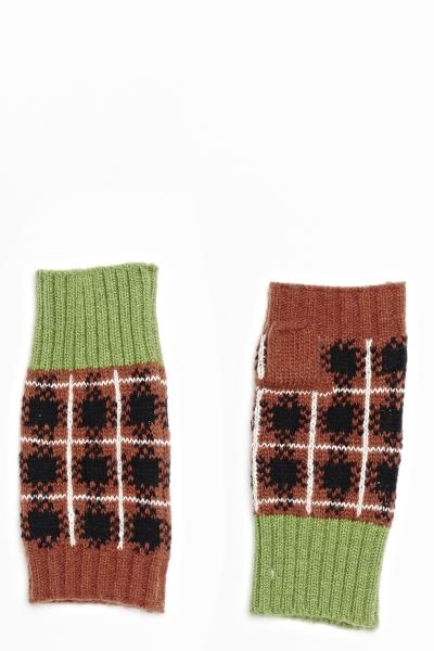 PLAID FINGERLESS KNIT GLOVE