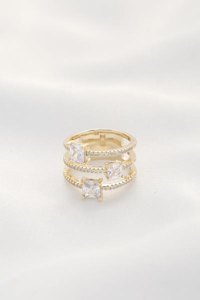 Square Rhinestone Metal Ring
