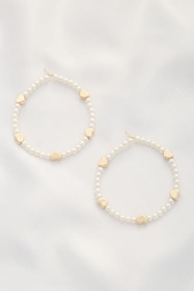 Heart Pearl Bead Dangle Earring