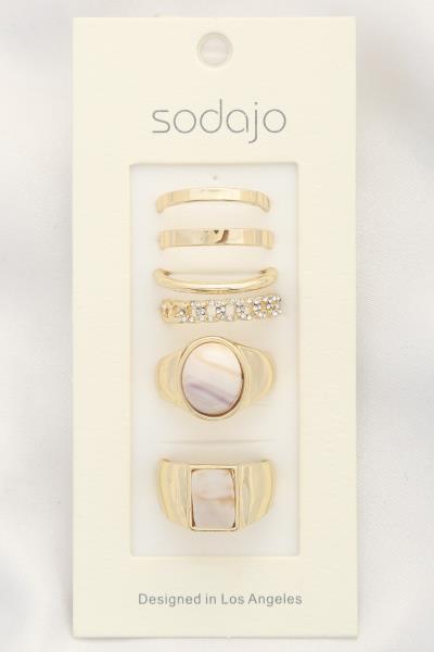SODAJO Oval Stone Assorted Ring Set