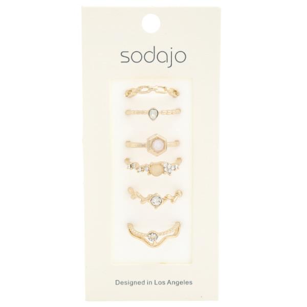 SODAJO CRYSTAL METAL ASSORTED RING SET