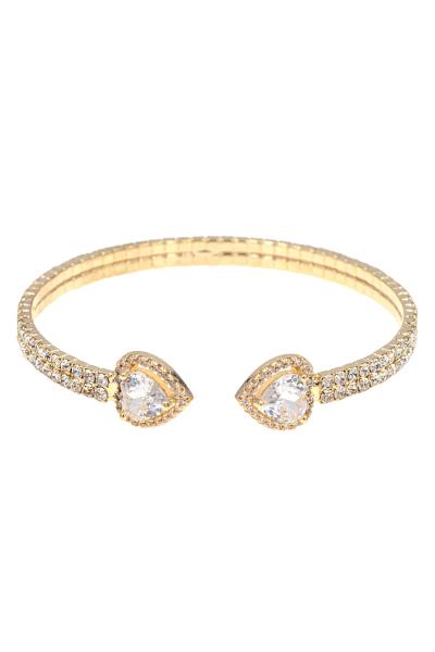 Rhinestone Cubic Zirconia 2 Line Wire Cuff Bracelet