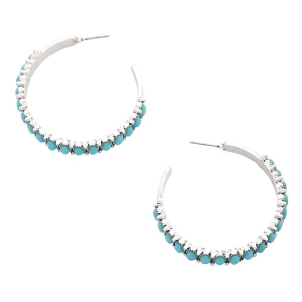 BEADED EDGE OPEN HOOP EARRING