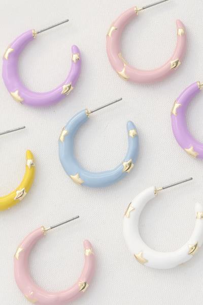 Star Pattern Open Hoop Earring